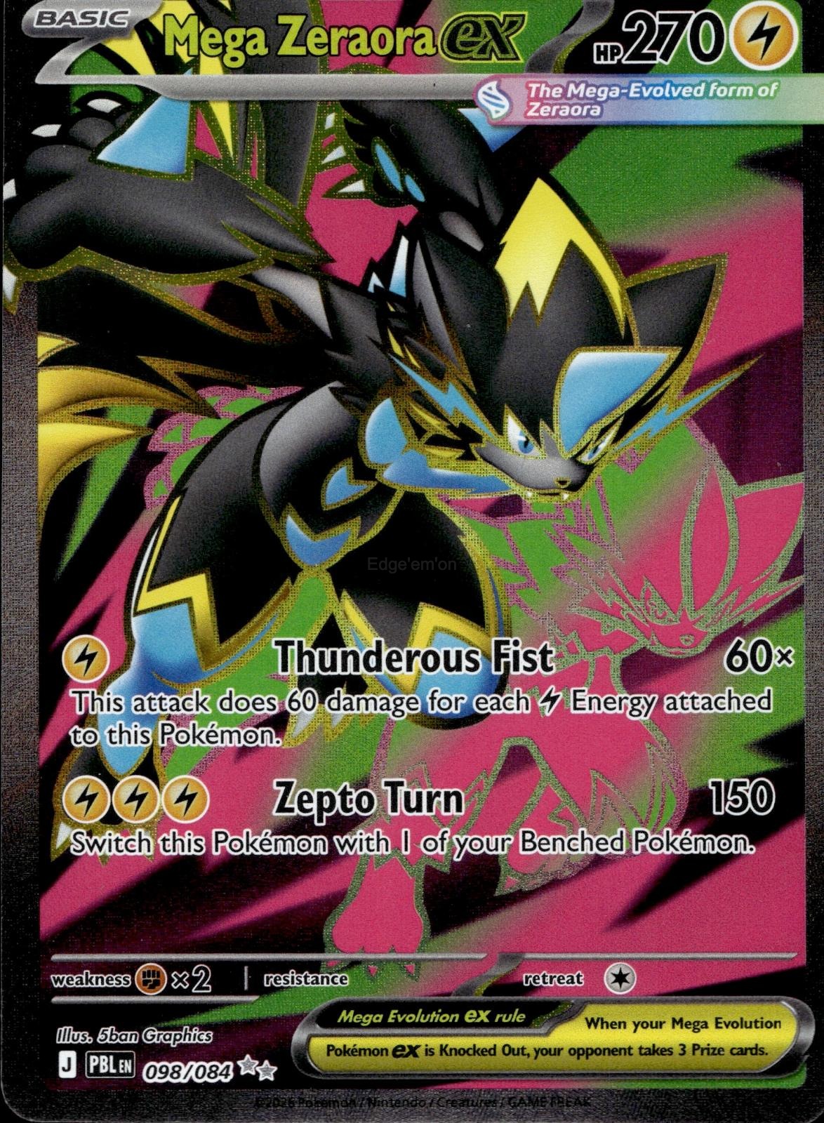 Mega Zeraora ex 098/084 NM/M Ultra Rare Pitch Black Pokemon Holo