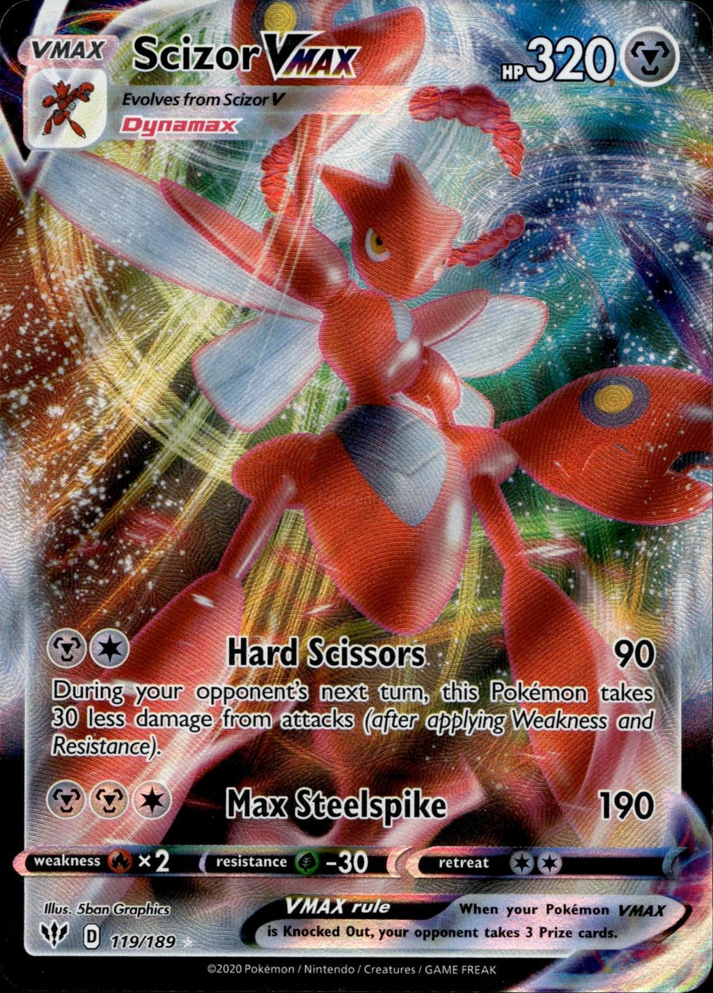 Scizor VMAX 119/189 NM/M VMAX Rare Darkness Ablaze Pokemon Holo