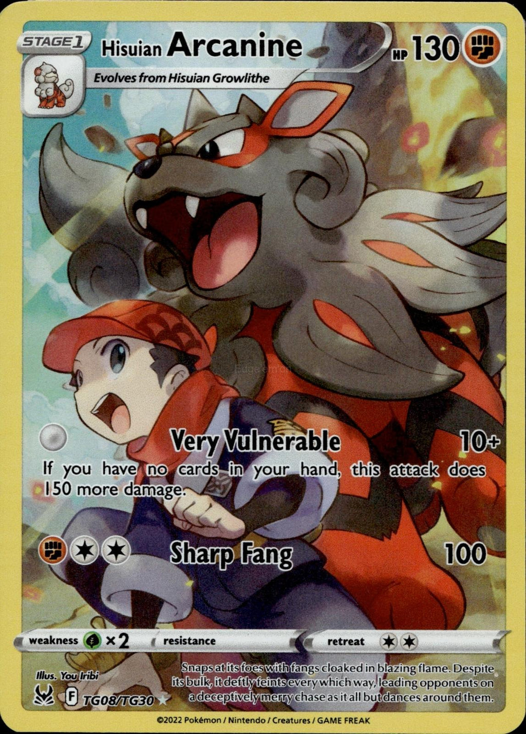 Hisuian Arcanine TG08/TG30 NM/M Lost Origin Trainer Gallery Pokemon Holo
