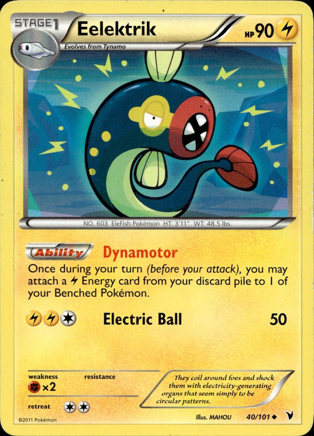 Eelektrik 40/101 LP Uncommon Noble Victories Pokemon
