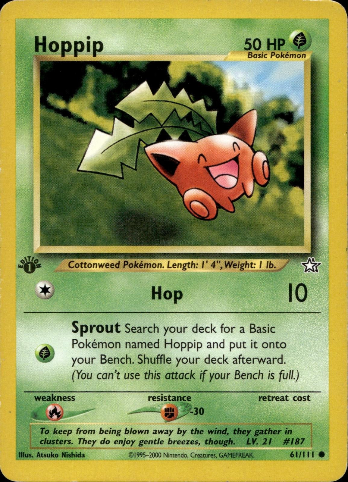 Hoppip 61/111 LP Common Neo Genesis Pokemon 1st Edition