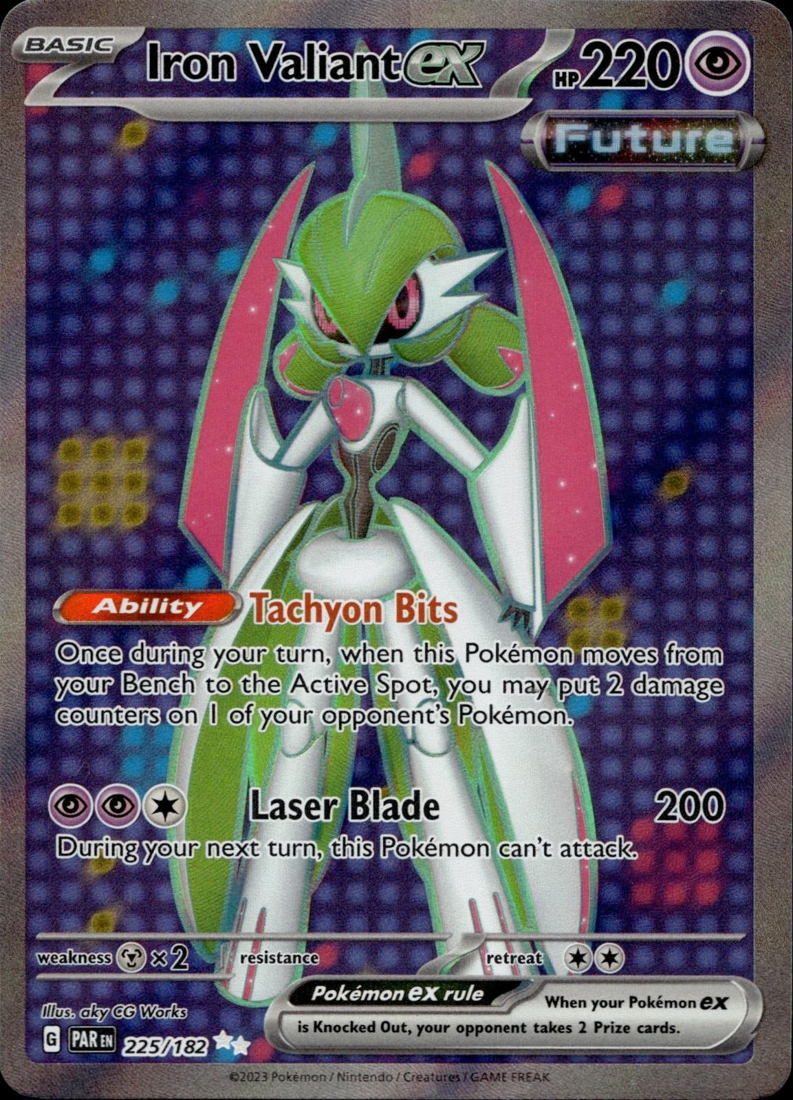Iron Valiant ex 225/182 NM/M Ultra Rare Paradox Rift Pokemon Holo