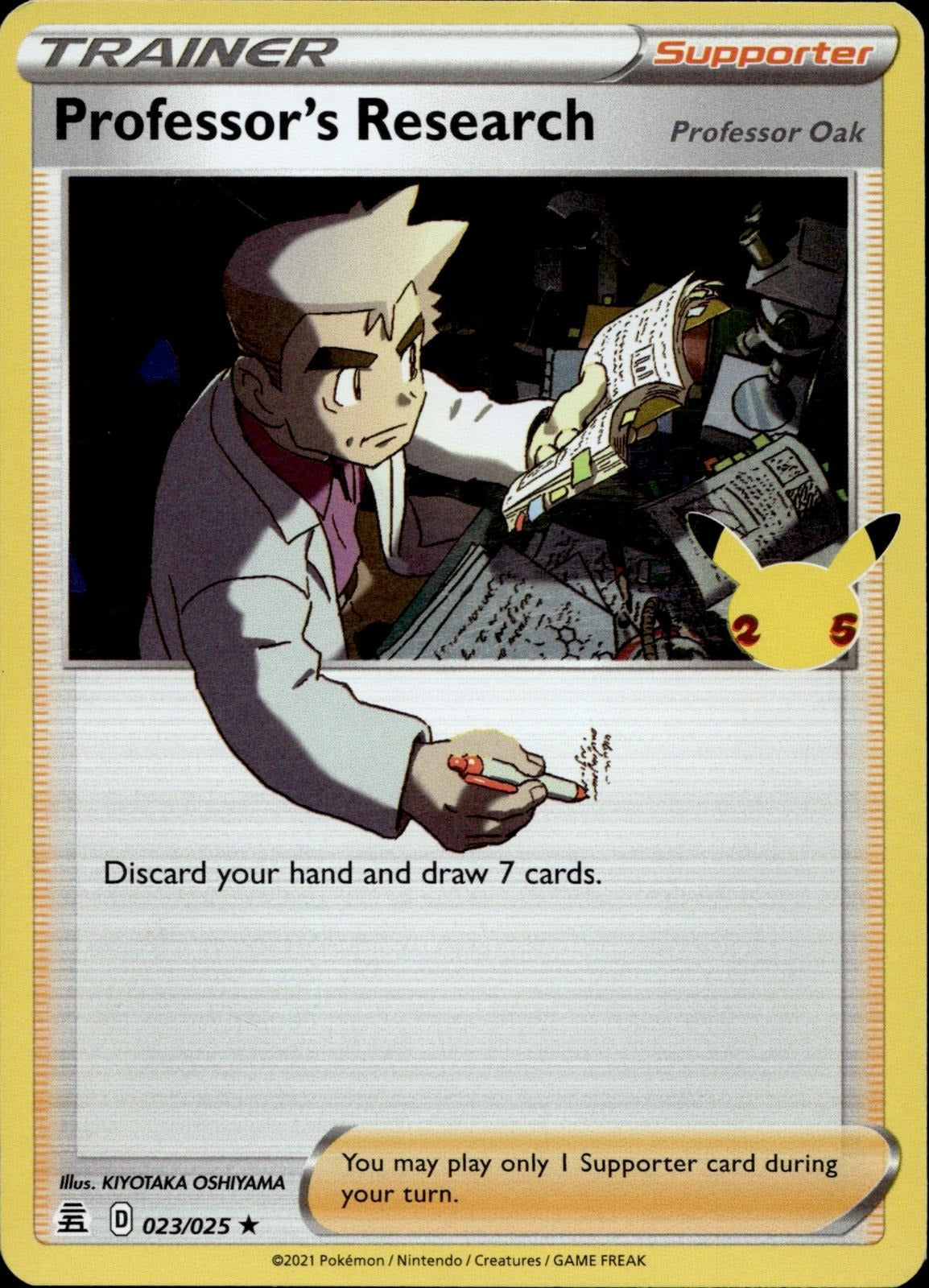 Professor's Research (Professor Oak) 023/025 LP Rare Celebrations Pokemon Holo