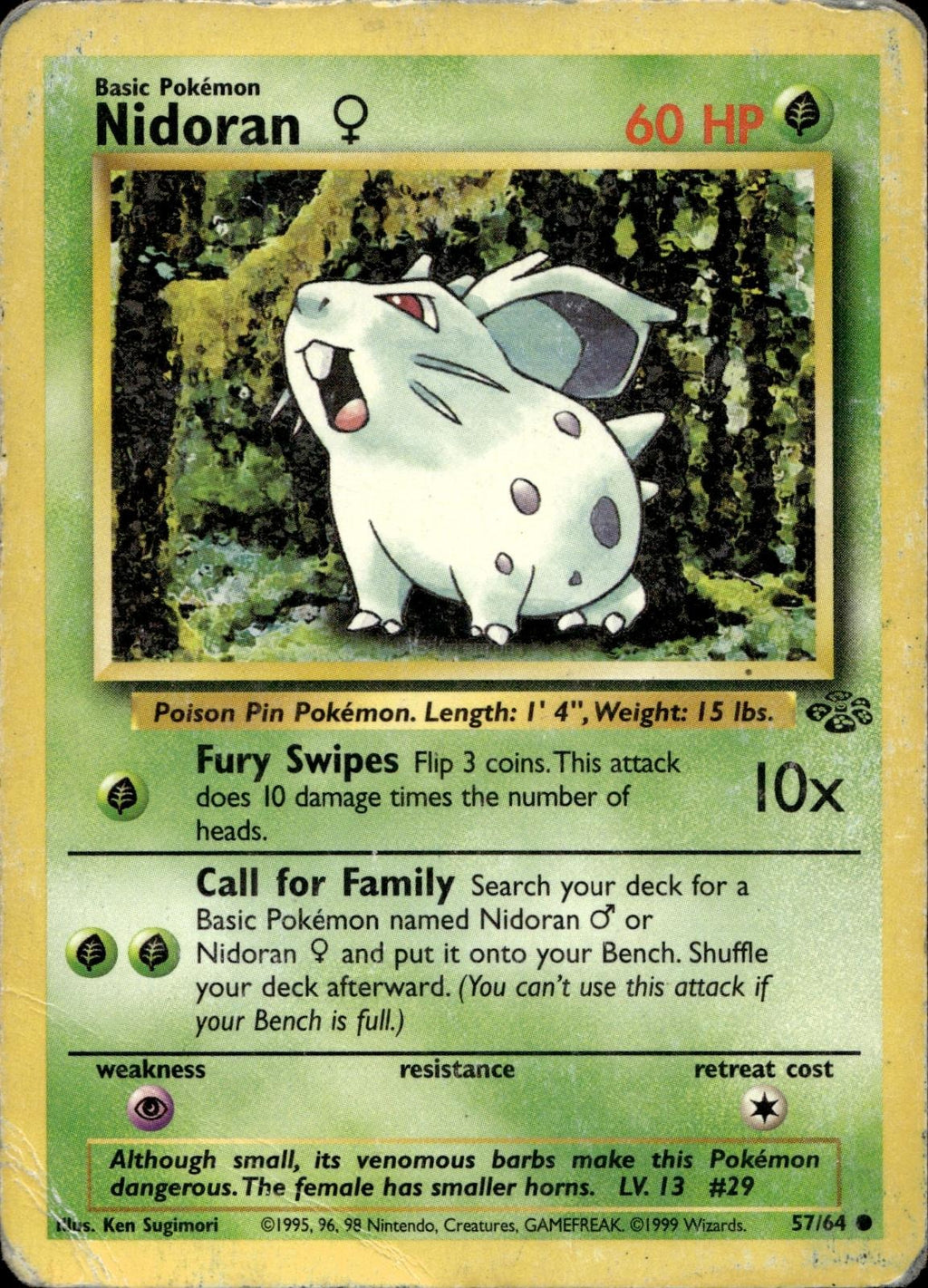 Nidoran F 57/64 HP Common Jungle Pokemon Unlimited