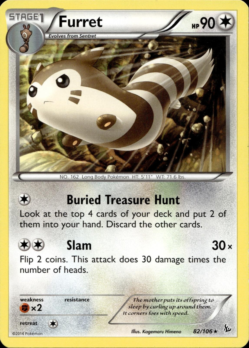 Furret 82/106 NM/M Rare Flashfire Pokemon