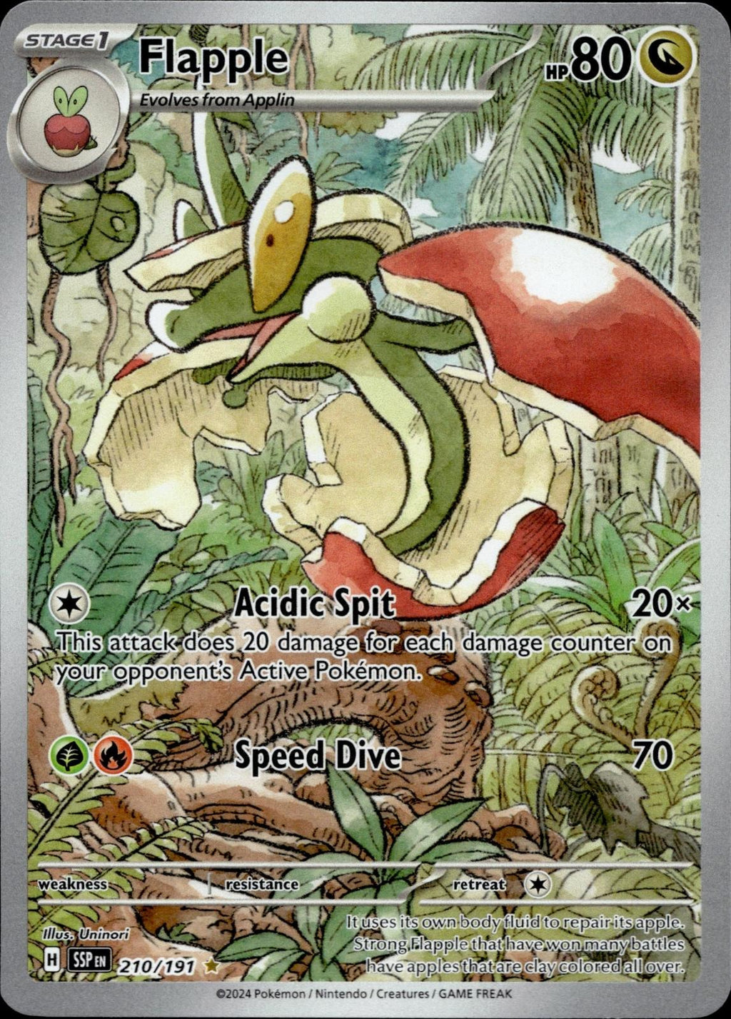 Flapple 210/191 NM/M Illustration Rare Surging Sparks Pokemon Holo