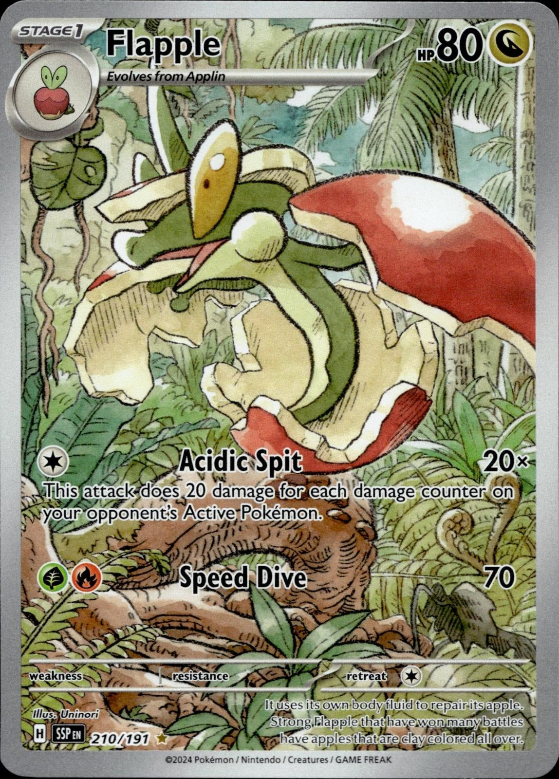 Flapple 210/191 NM/M Illustration Rare Surging Sparks Pokemon Holo