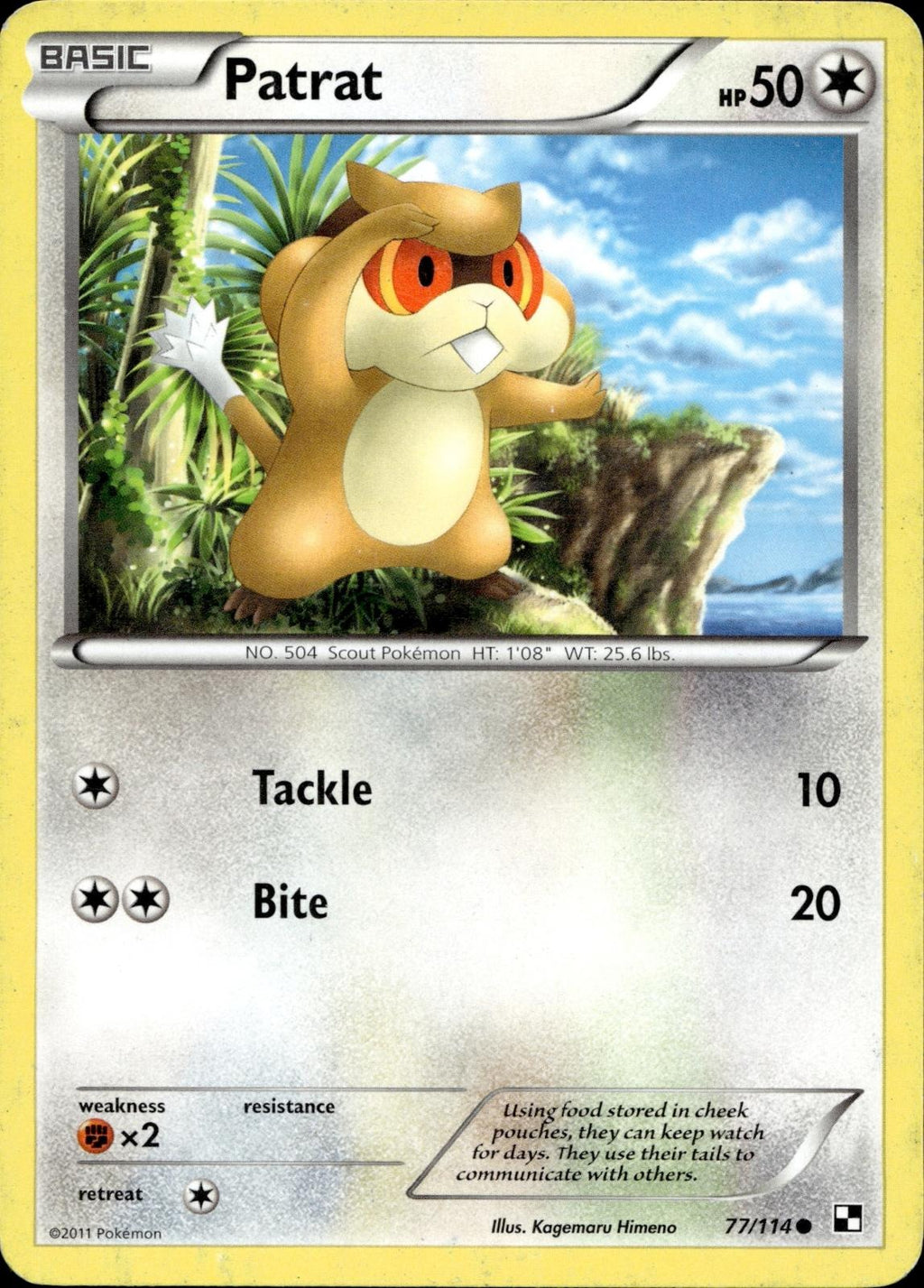 Patrat 77/114 HP Common Black & White Pokemon