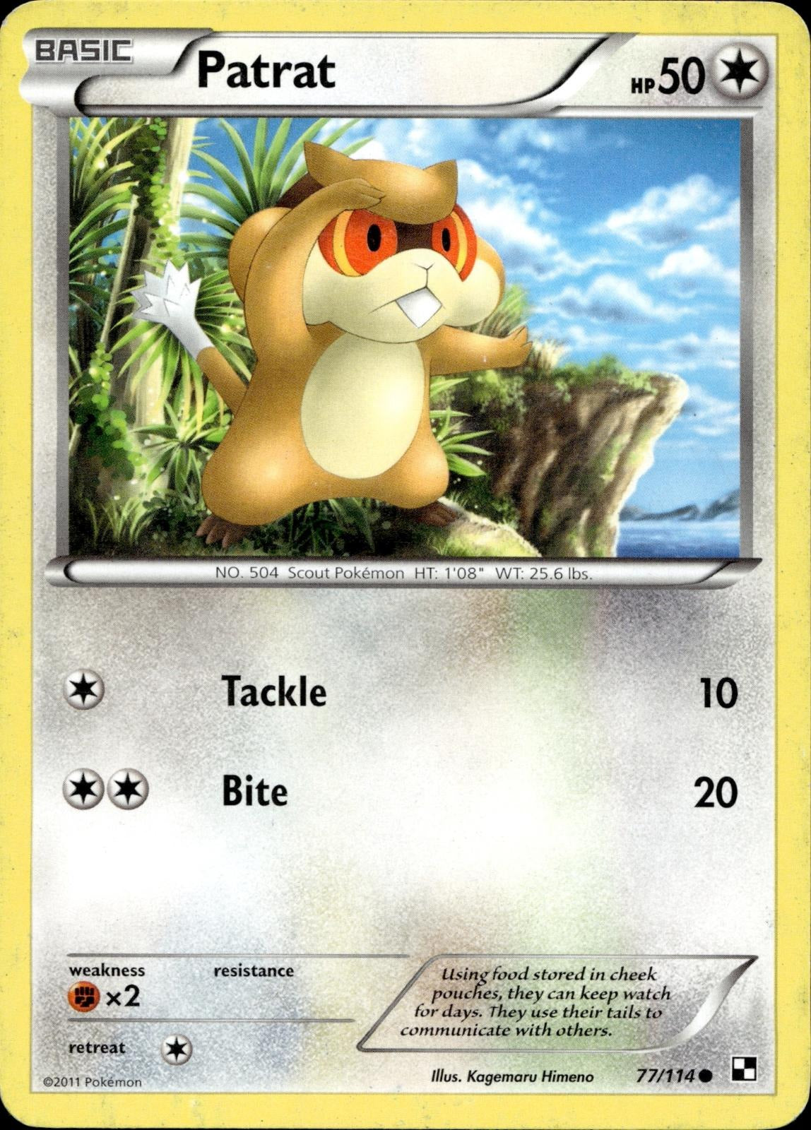 Patrat 77/114 HP Common Black & White Pokemon