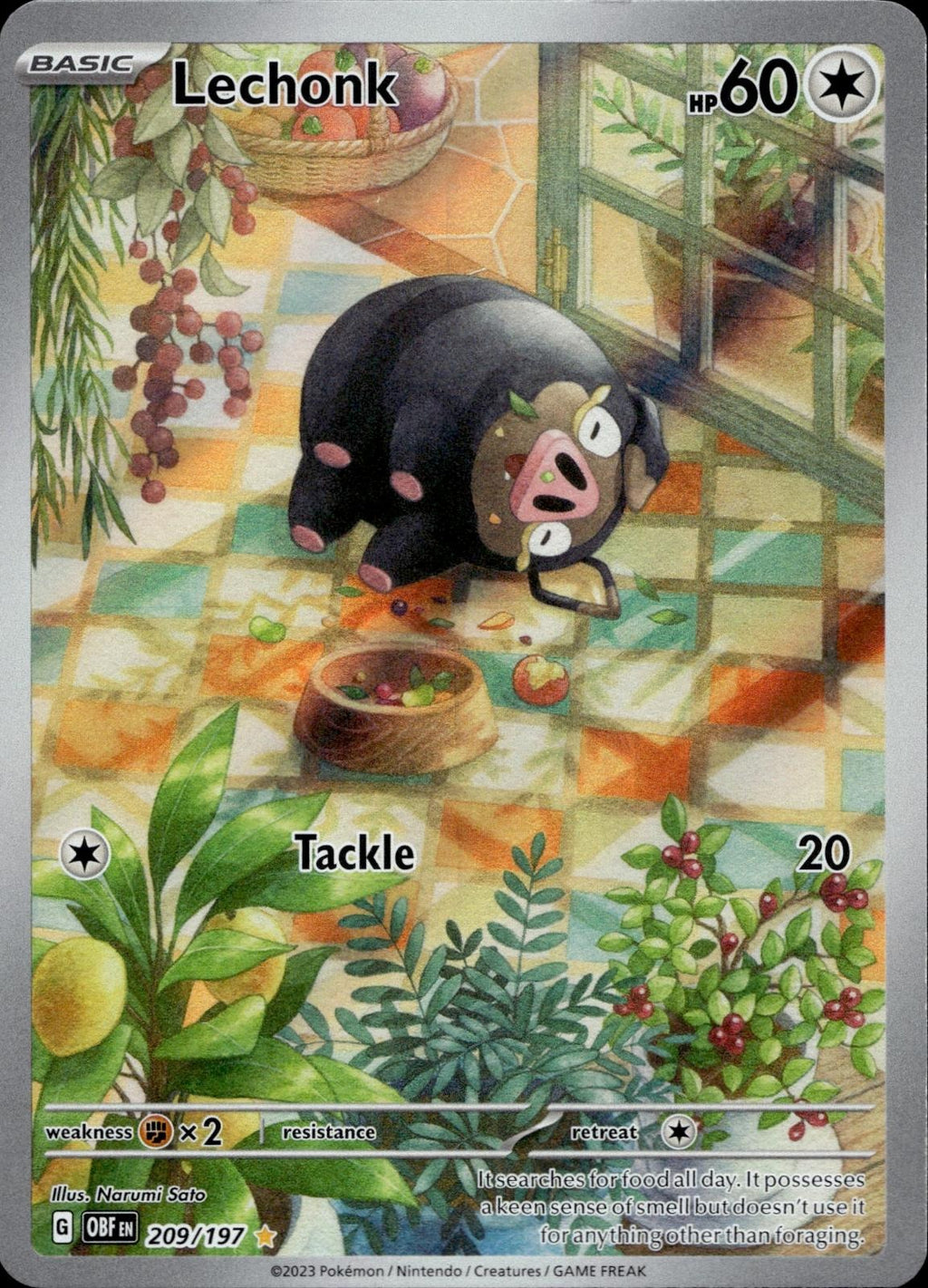 Lechonk 209/197 NM/M Illustration Rare Obsidian Flames Pokemon Holo