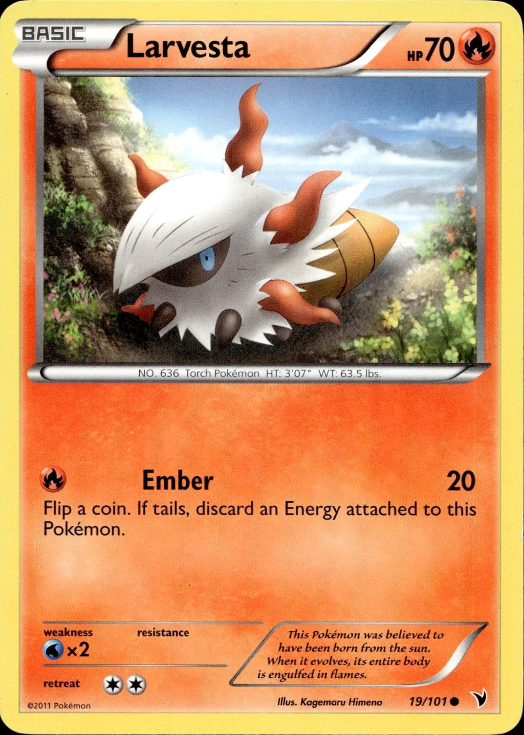 Larvesta 19/101 HP Common Noble Victories Pokemon
