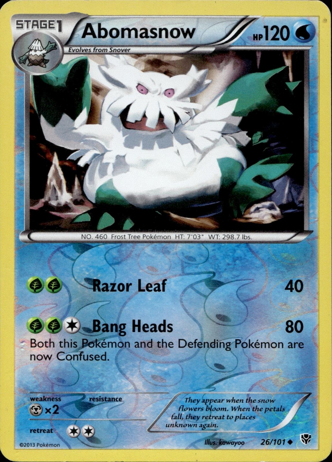 Abomasnow 26/101 MP Uncommon Plasma Blast Pokemon Reverse Holo