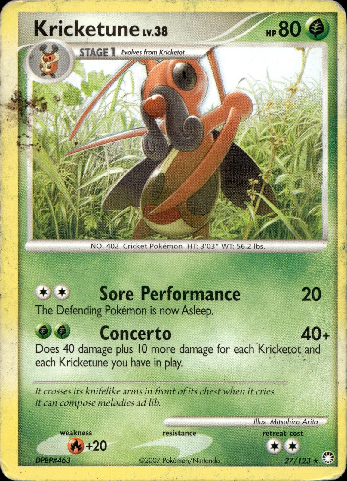 Kricketune 27/123 HP Rare Mysterious Treasures Pokemon