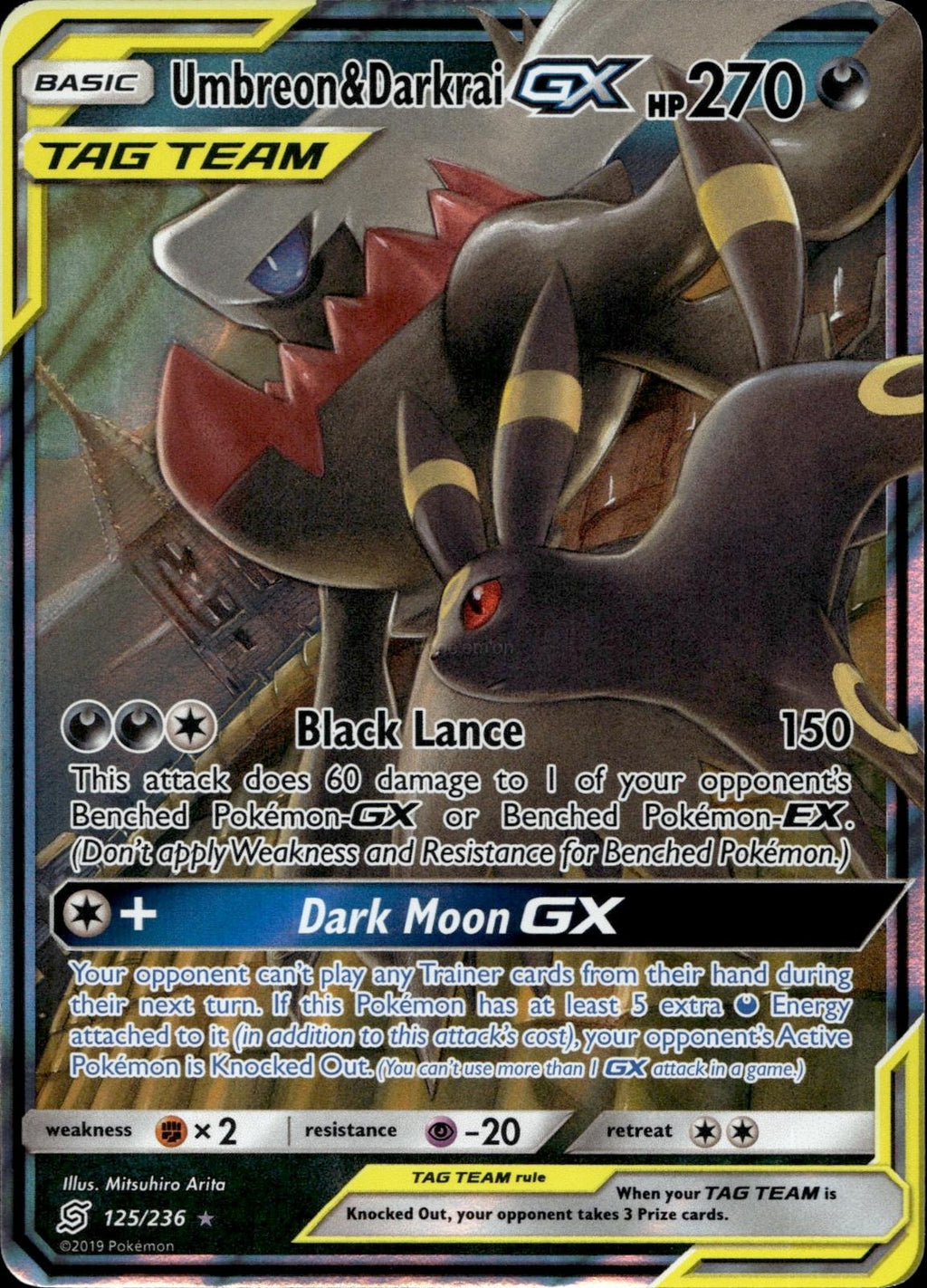 Umbreon & Darkrai GX 125/236 NM/M GX Rare Unified Minds Pokemon Holo