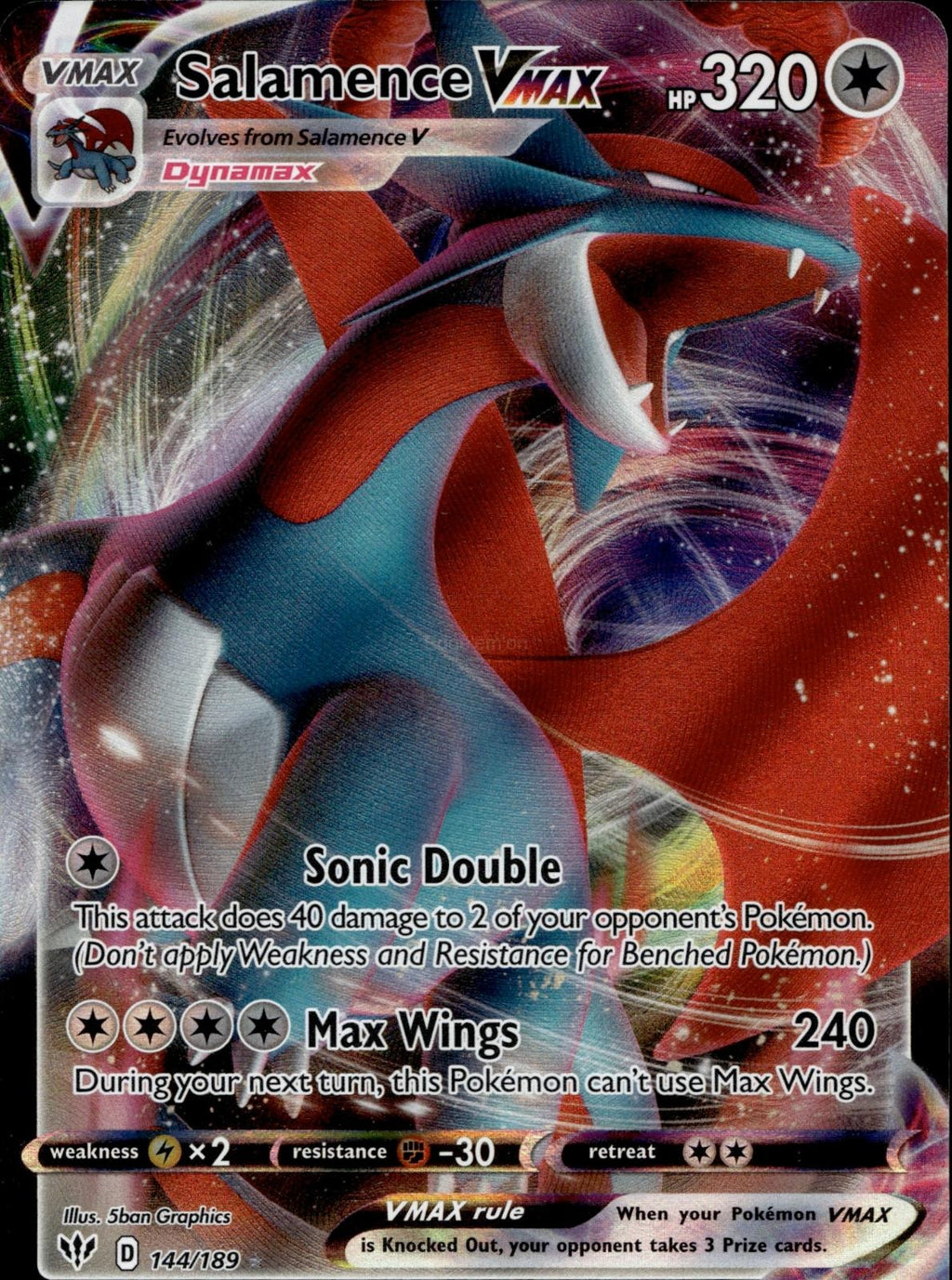 Salamence VMAX 144/189 NM/M VMAX Rare Darkness Ablaze Pokemon Holo