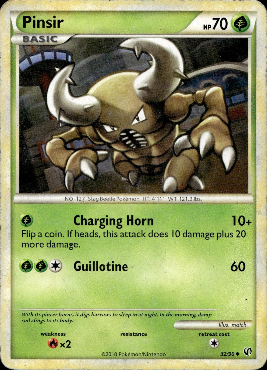 Pinsir 32/90 HP Uncommon HGSS Undaunted Pokemon