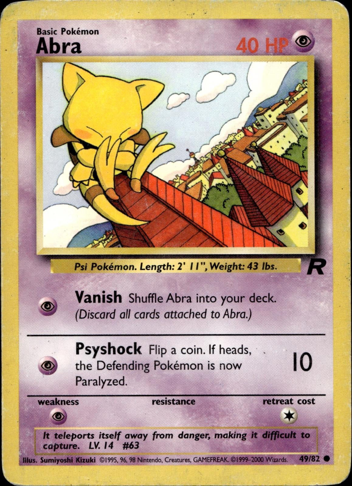 Abra 49/82 HP Common Team Rocket Pokemon Unlimited
