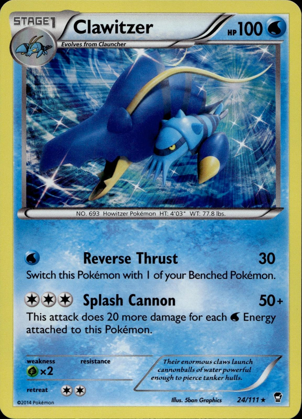 Clawitzer 24/111 NM/M Rare Furious Fists Pokemon Holo