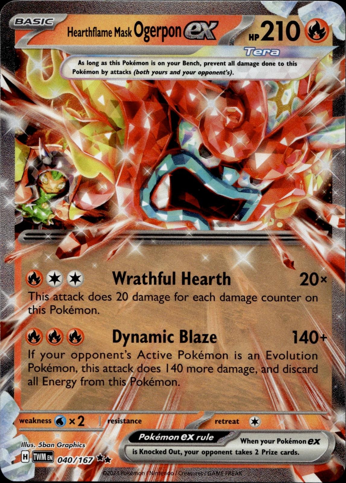 Hearthflame Mask Ogerpon ex 040/167 NM/M Twilight Masquerade Pokemon Holo