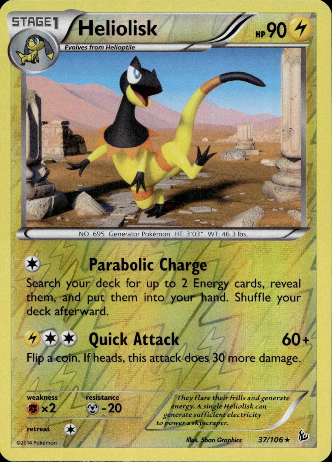 Heliolisk 37/106 MP Rare Flashfire Pokemon Reverse Holo