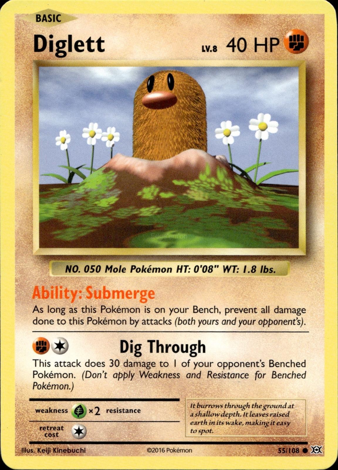 Diglett 55/108 MP Common Evolutions Pokemon