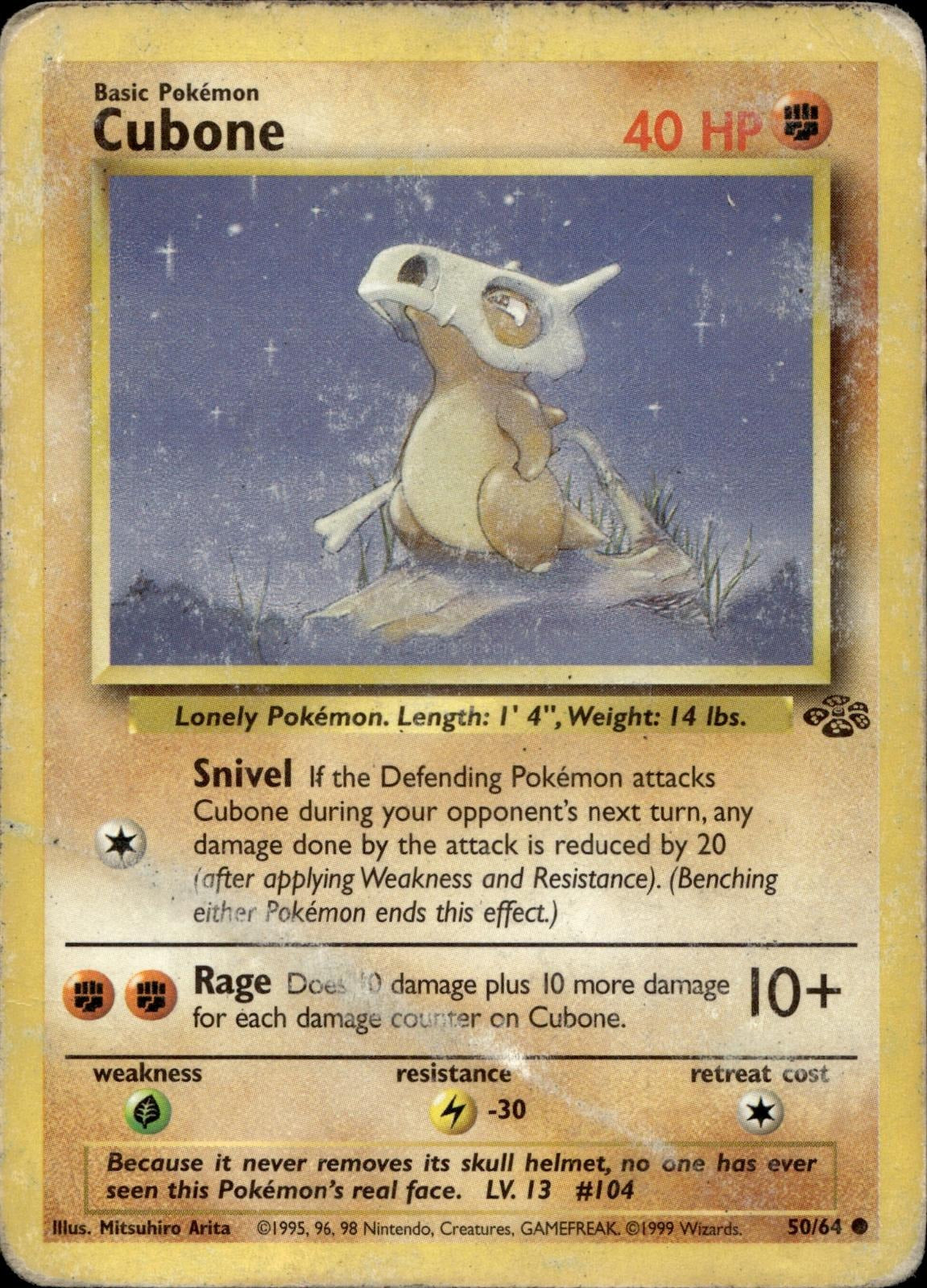 Cubone 50/64 HP Common Jungle Pokemon Unlimited
