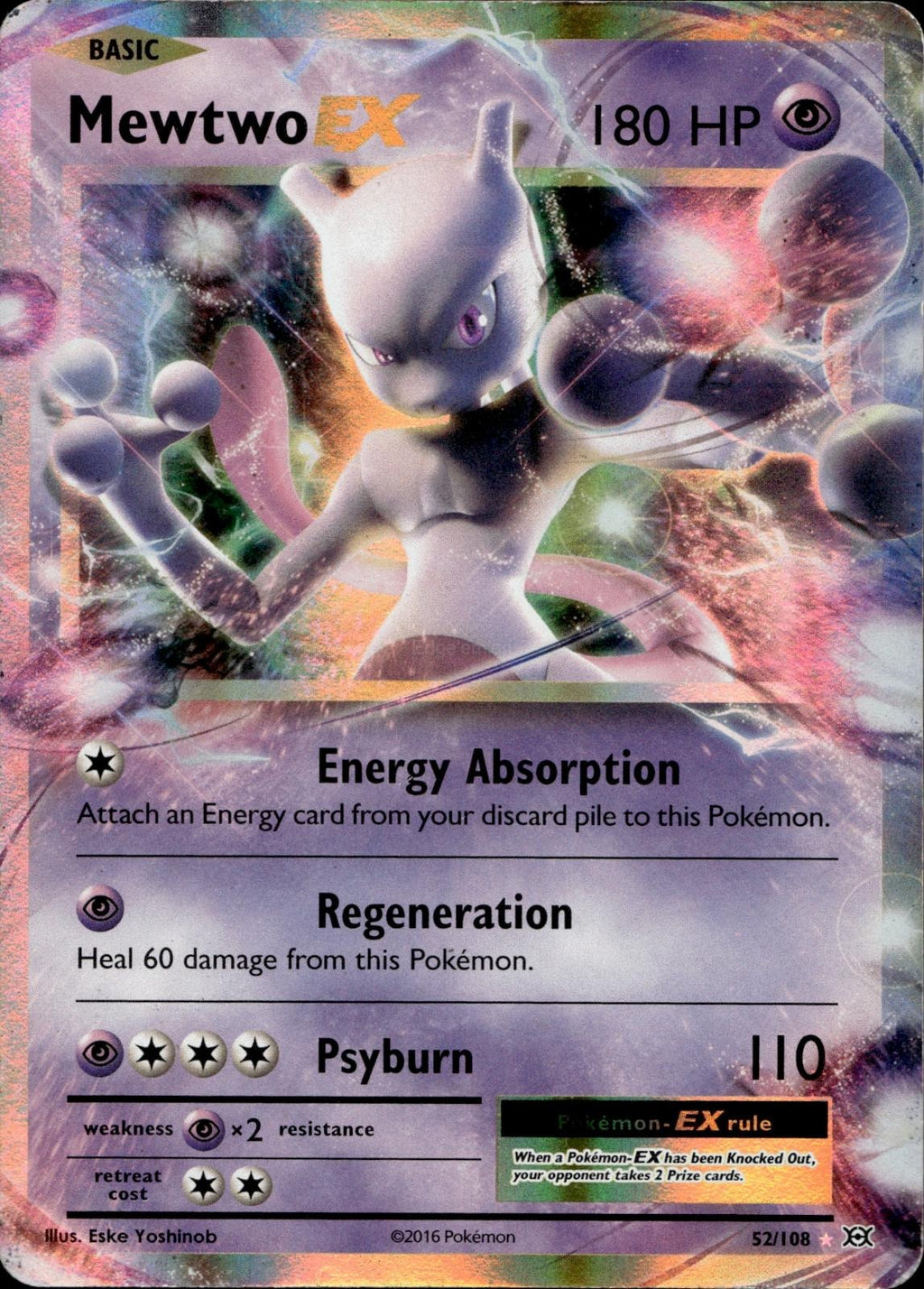 Mewtwo EX 52/108 MP EX Rare Evolutions Pokemon Holo
