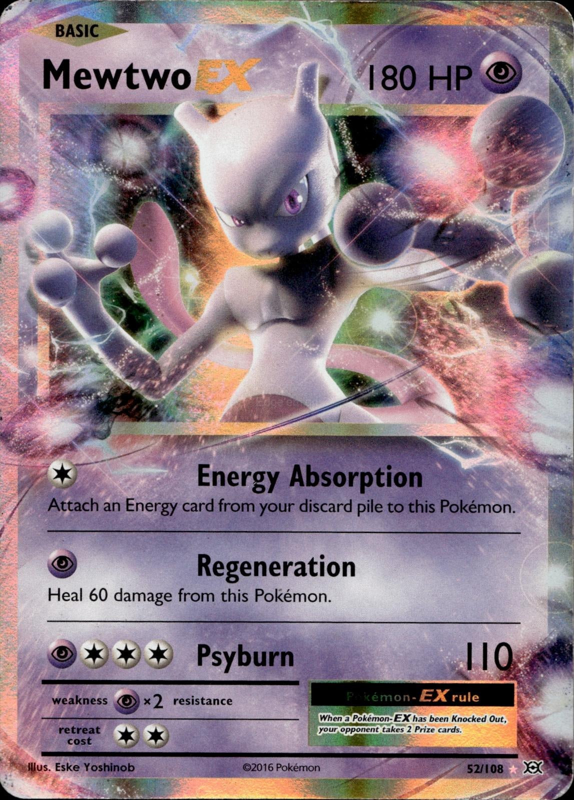 Mewtwo EX 52/108 MP EX Rare Evolutions Pokemon Holo
