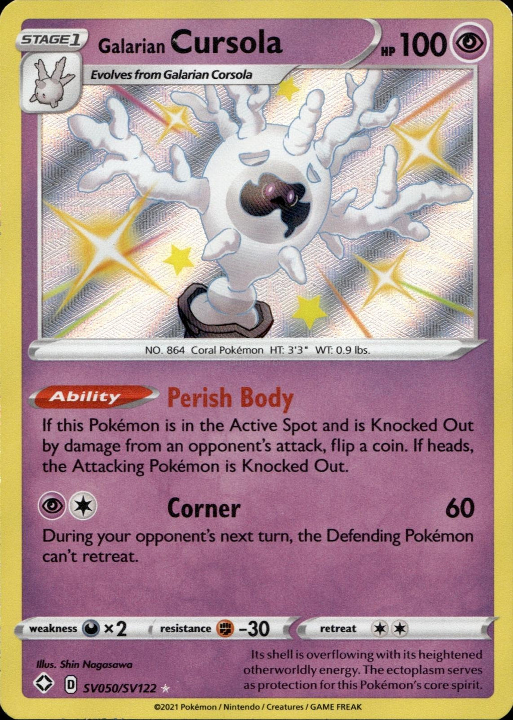 Galarian Cursola SV050/SV122 NM/M Shining Fates Shiny Vault Pokemon Holo
