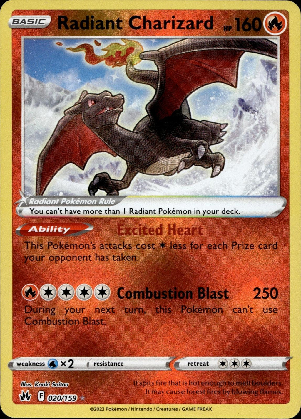Radiant Charizard 020/159 NM/M Radiant Rare Crown Zenith Pokemon Holo
