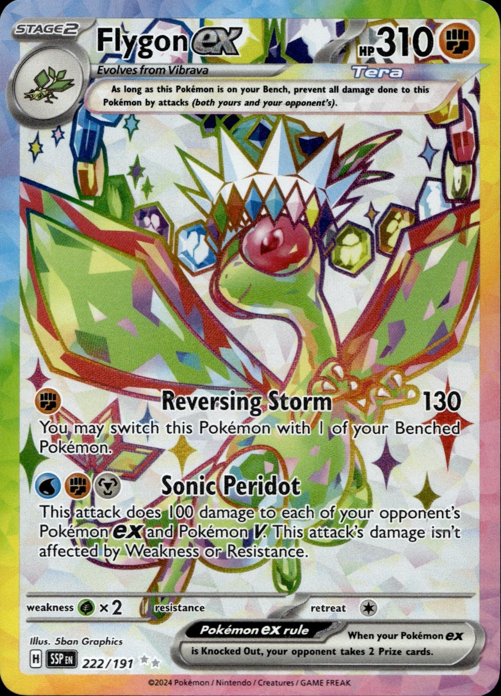 Flygon ex 222/191 NM/M Ultra Rare Surging Sparks Pokemon Holo