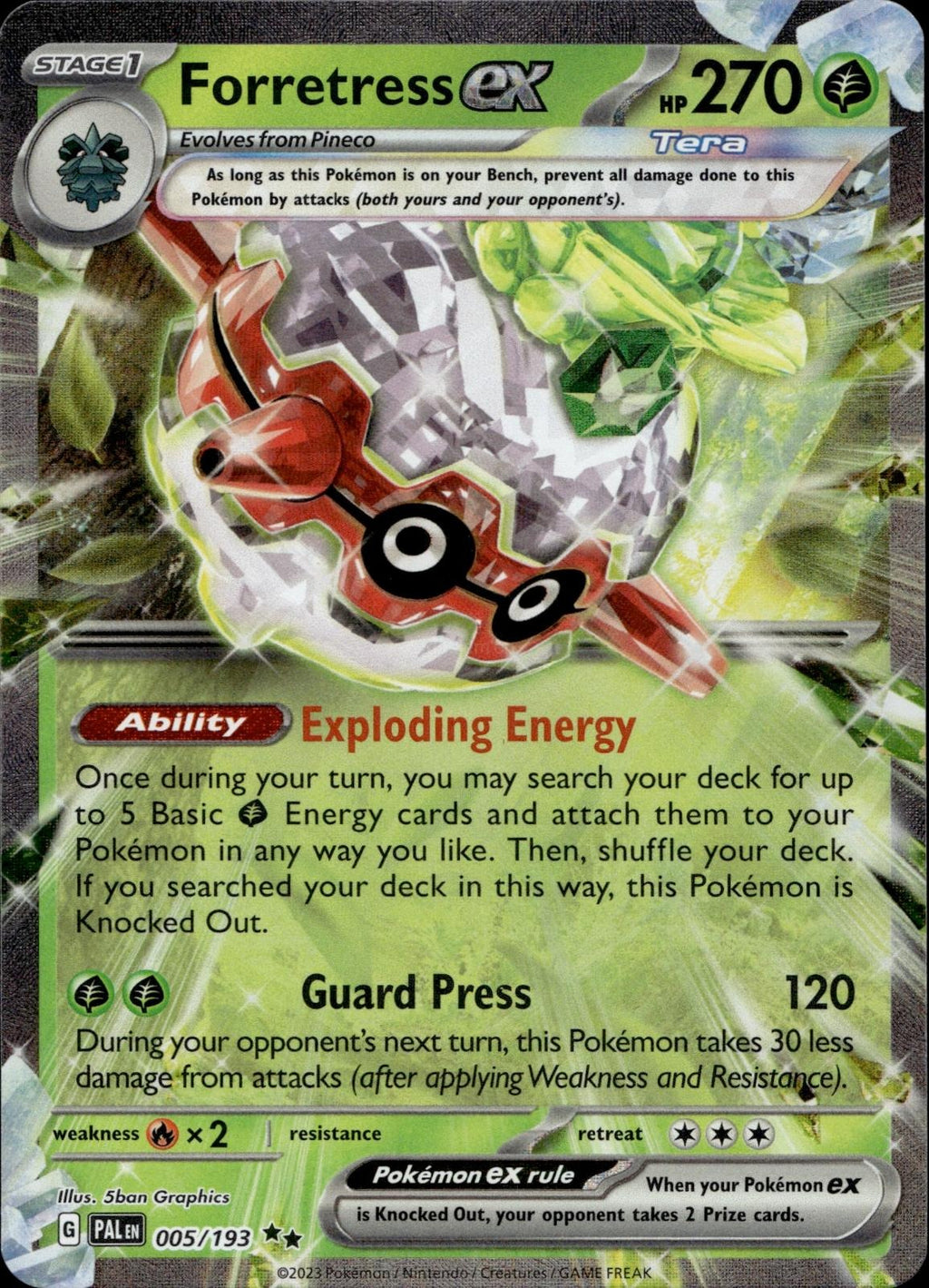 Forretress ex 005/193 NM/M Double Rare Paldea Evolved Pokemon Holo