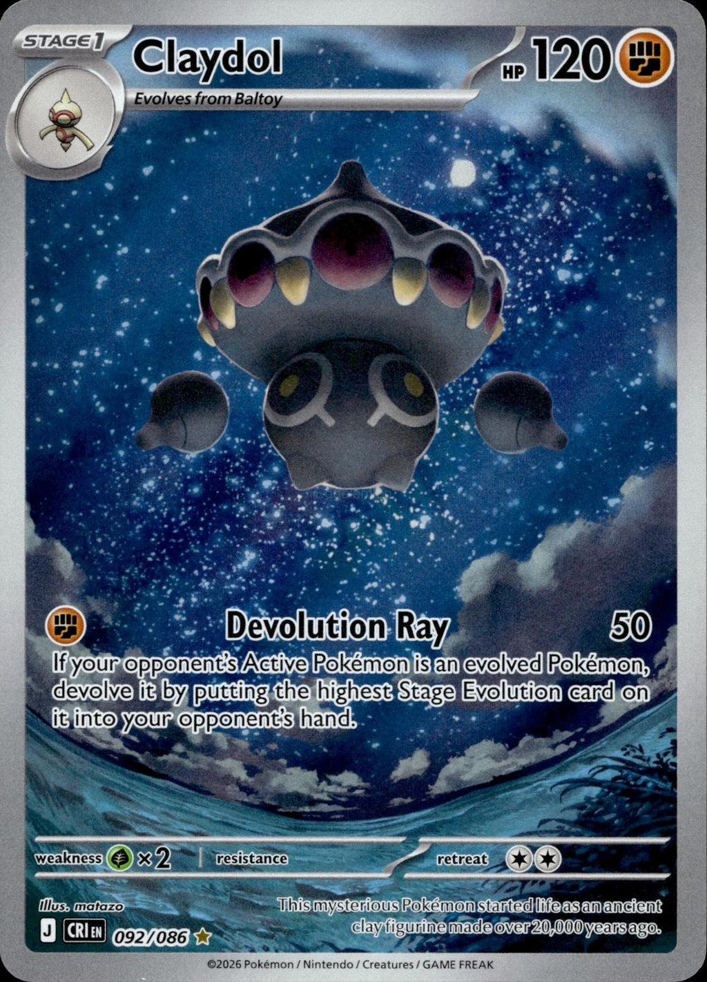 Claydol 092/086 NM/M Illustration Rare Chaos Rising Pokemon Holo