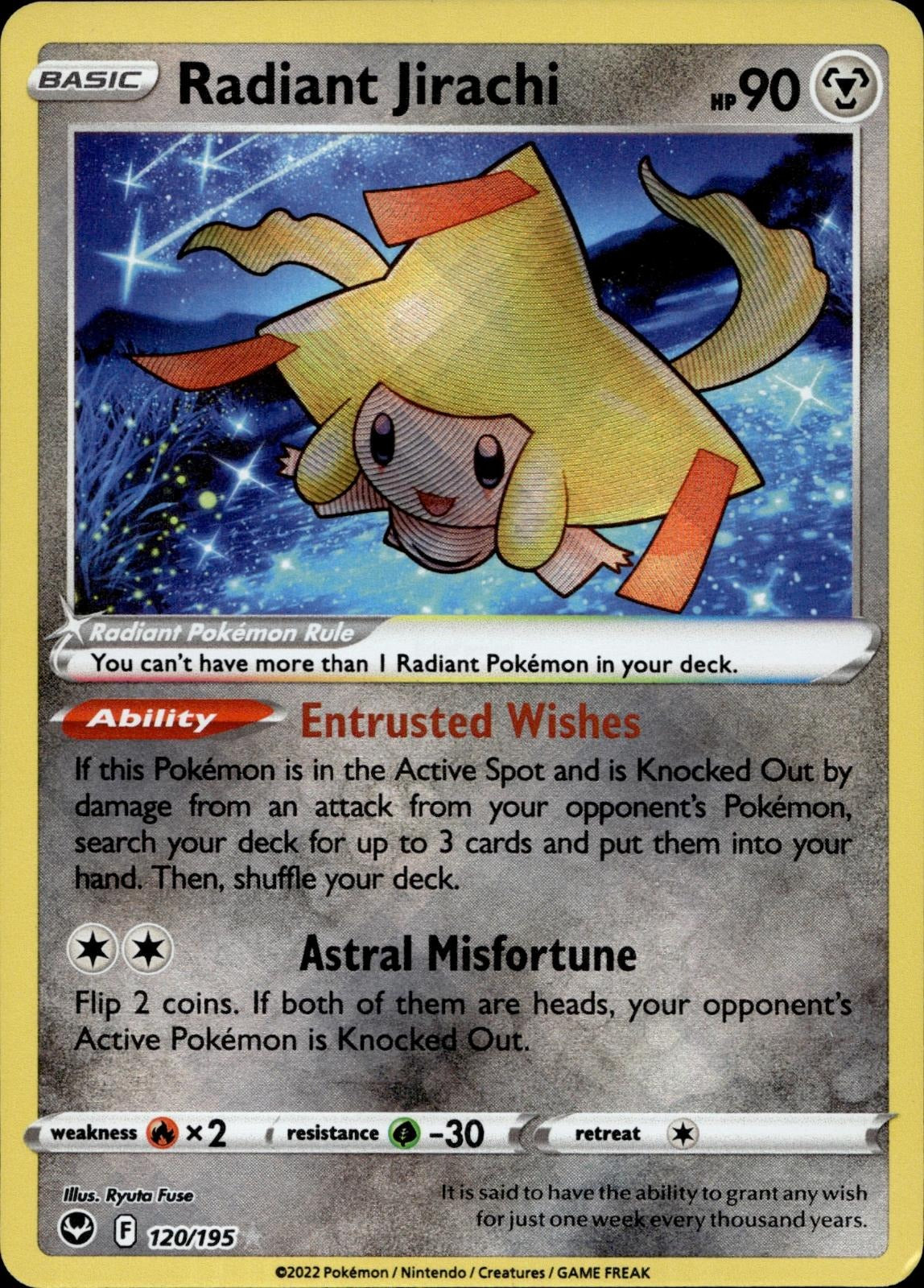Radiant Jirachi 120/195 NM/M Radiant Rare Silver Tempest Pokemon Holo