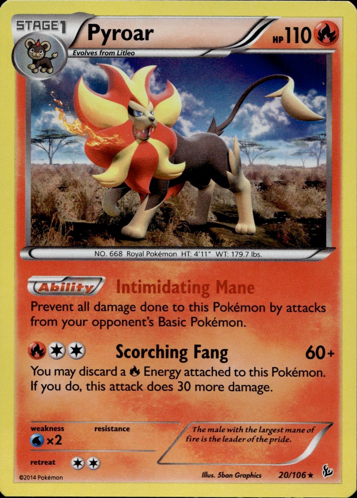 Pyroar 20/106 NM/M Rare Flashfire Pokemon Holo