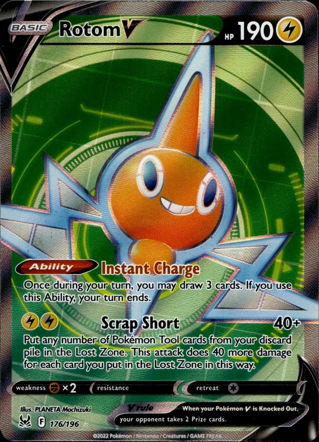 Rotom V 176/196 NM/M Ultra Rare Lost Origin Pokemon Holo