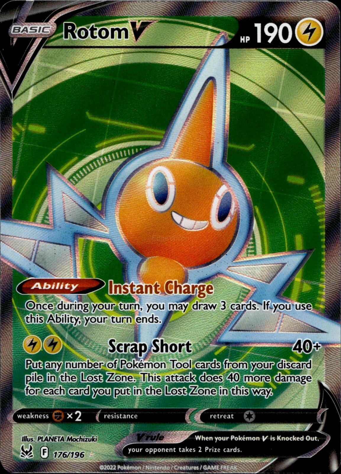 Rotom V 176/196 NM/M Ultra Rare Lost Origin Pokemon Holo