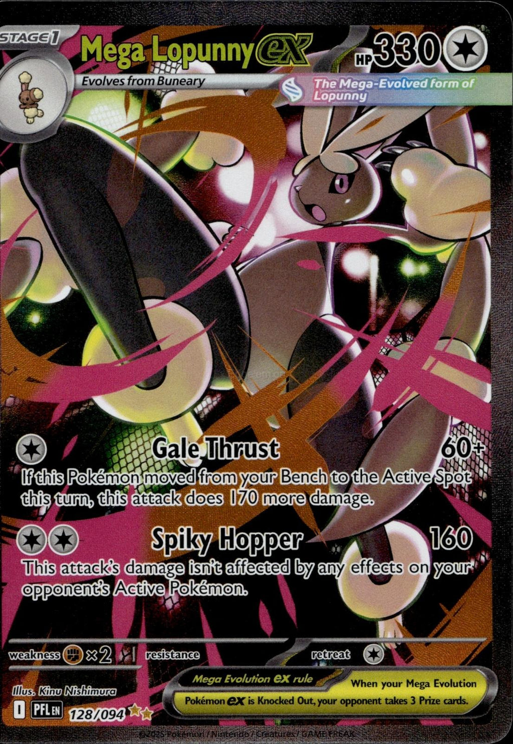Mega Lopunny ex 128/094 NM/M Phantasmal Flames Pokemon Holo
