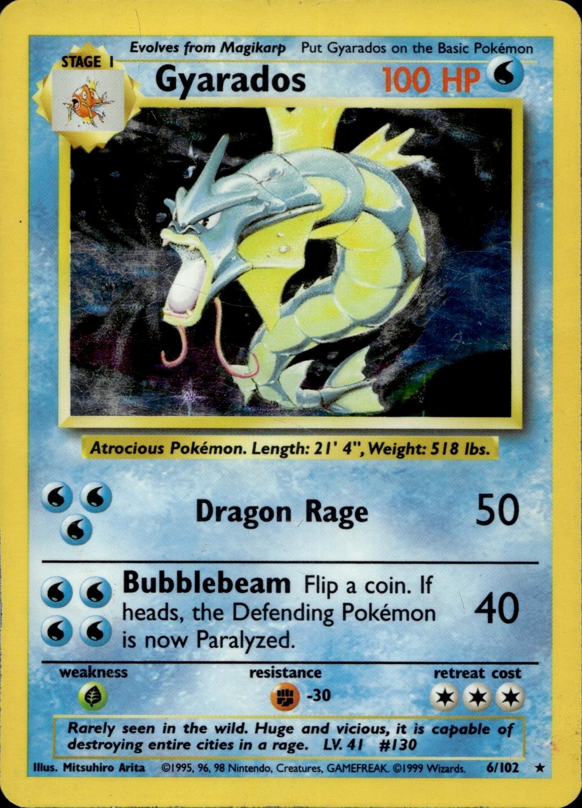Gyarados 6/102 NM/M Holo Rare Base Set Unlimited Pokemon