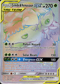 Celebi & Venusaur GX 182/181 LP Rainbow Rare Team Up Pokemon Holo