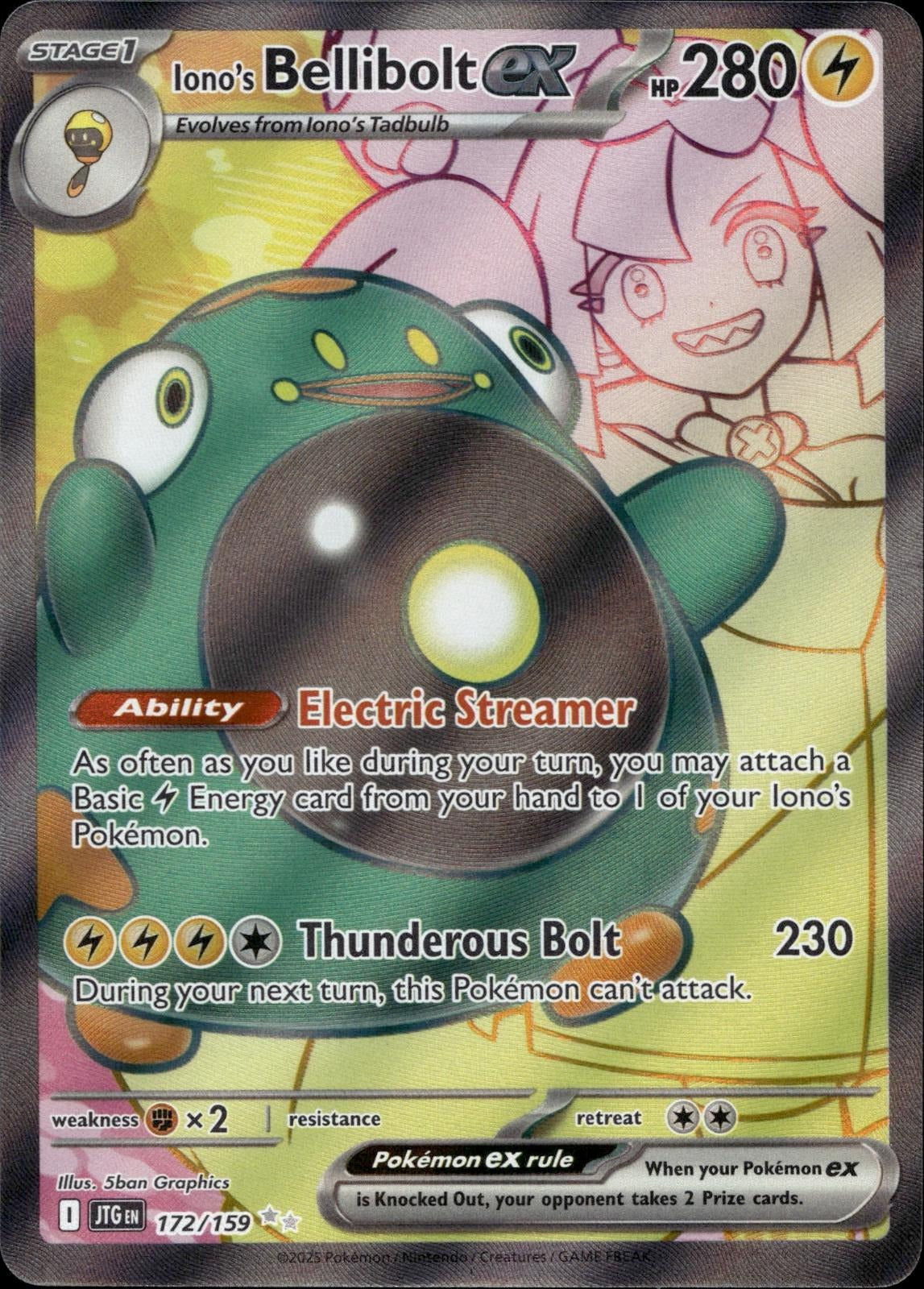 Iono's Bellibolt ex 172/159 NM/M Ultra Rare Journey Together Pokemon Holo