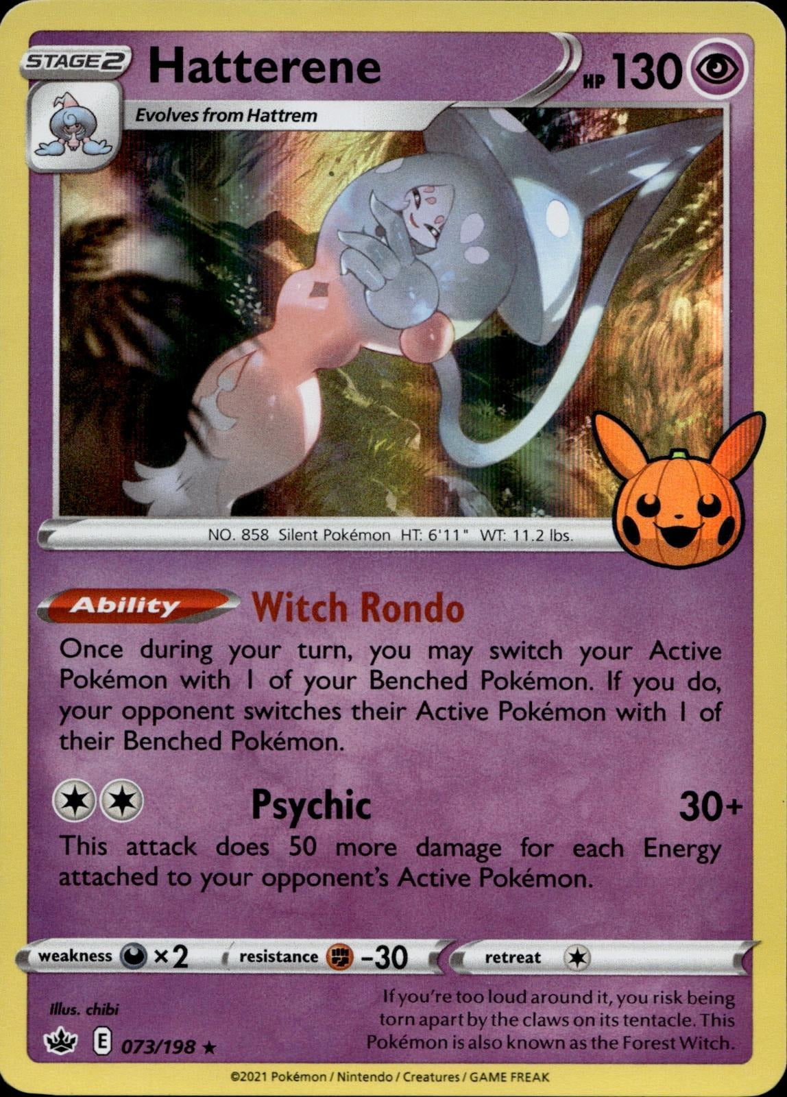 Hatterene 073/198 NM/M Promo Trick or Trade BOOster Pokemon Holo