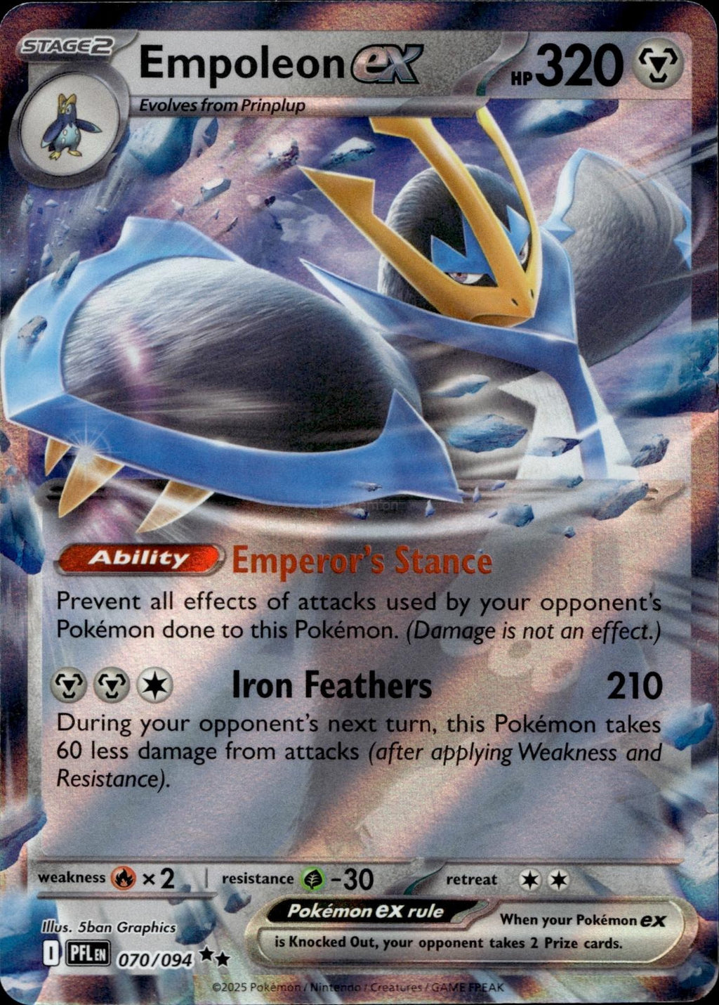 Empoleon ex 070/094 NM/M Double Rare Phantasmal Flames Pokemon Holo