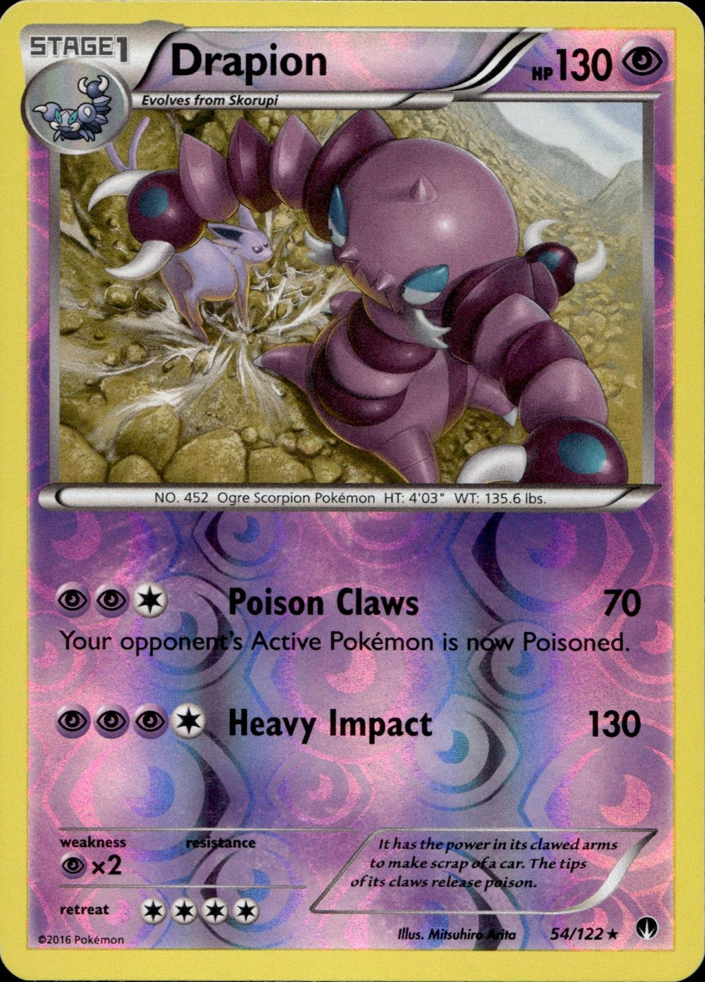 Drapion 54/122 LP Rare BREAKpoint Pokemon Reverse Holo