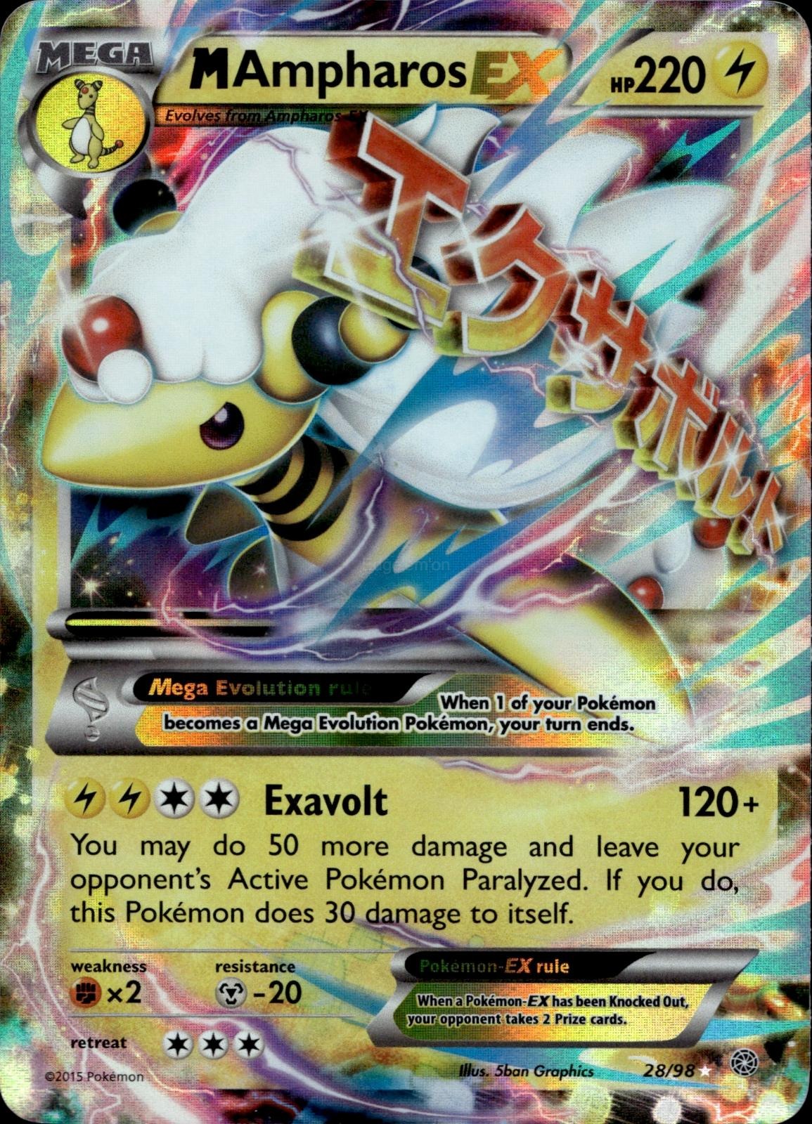 M Ampharos EX 28/98 NM/M EX Rare Ancient Origins Pokemon Holo