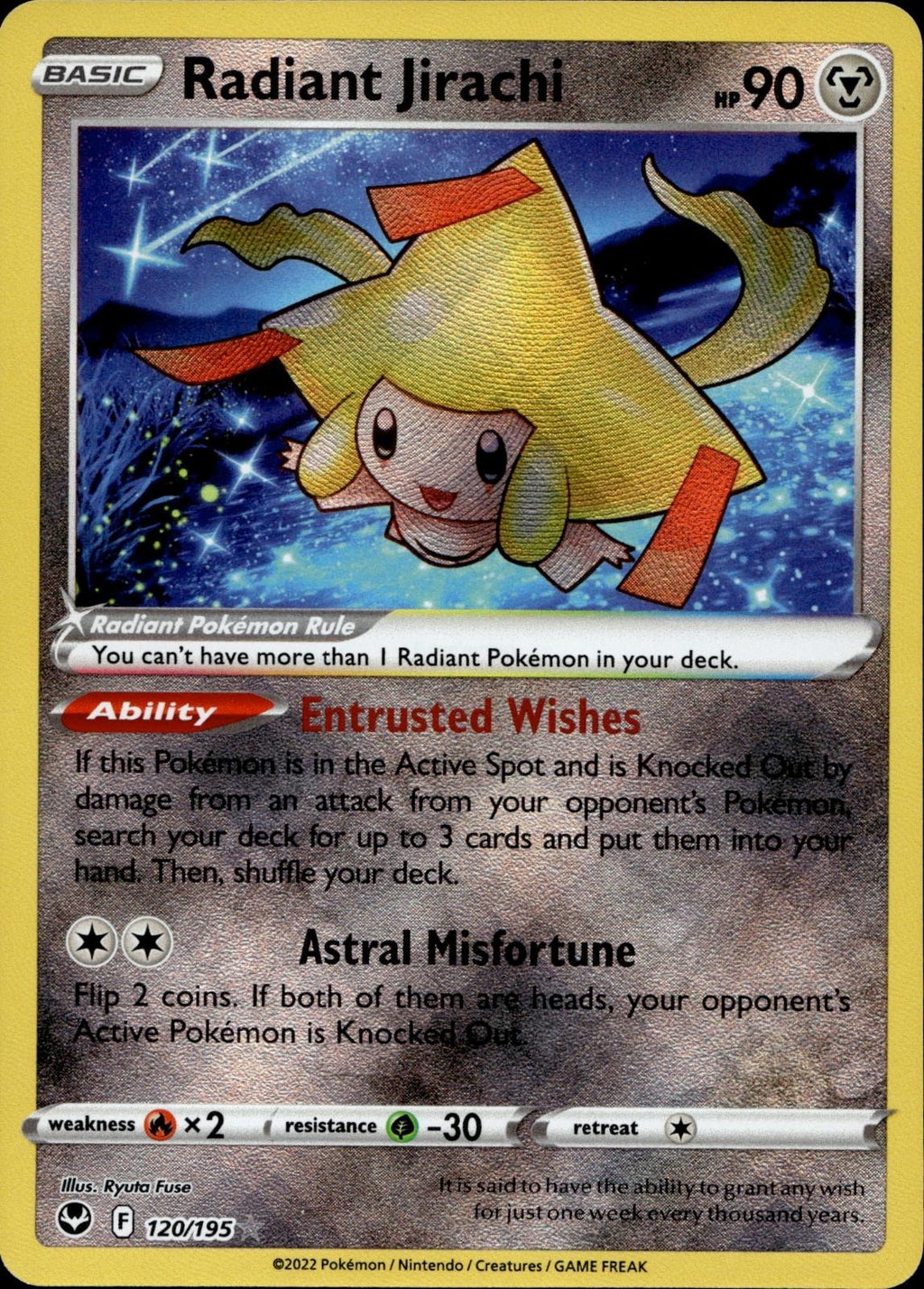 Radiant Jirachi 120/195 NM/M Radiant Rare Silver Tempest Pokemon Holo