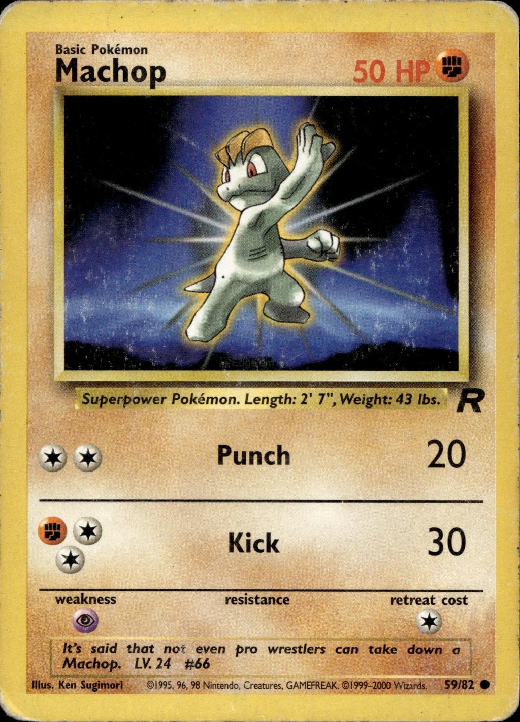 Machop 59/82 HP Common Team Rocket Pokemon Unlimited