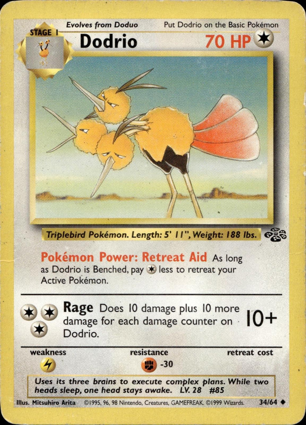Dodrio 34/64 MP Uncommon Jungle Pokemon Unlimited