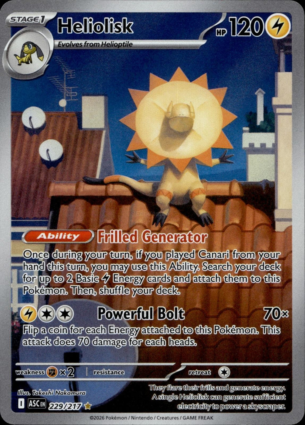 Heliolisk 229/217 NM/M Illustration Rare Ascended Heroes Pokemon Holo
