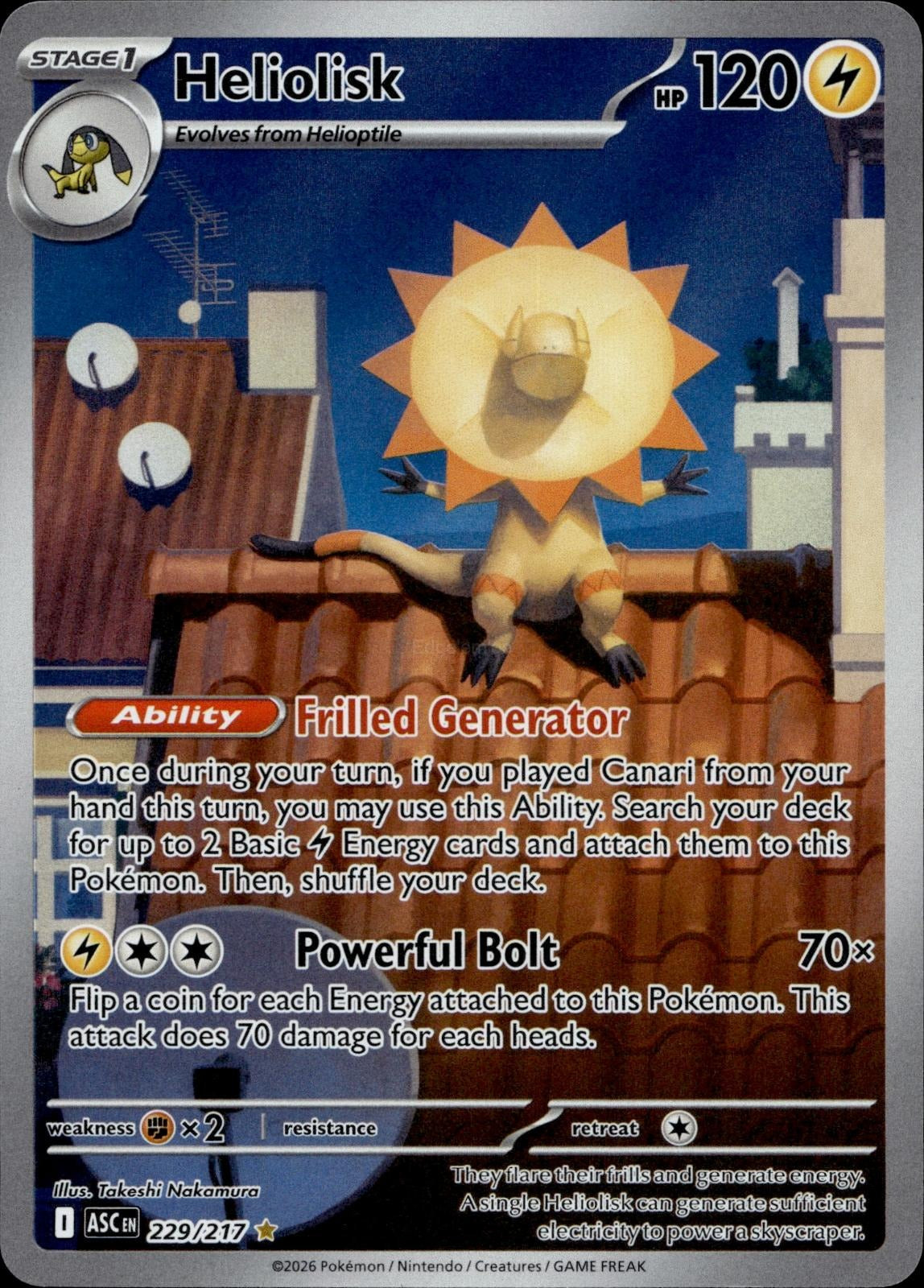 Heliolisk 229/217 NM/M Illustration Rare Ascended Heroes Pokemon Holo